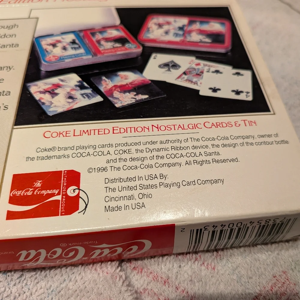 Vtg Coca-Cola Playing Cards Limited 2 Decks Collecible Tin 1996 NOS Christmas - Picture 3 of 5